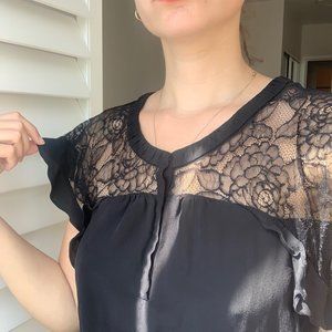 Stunning DESIGNER - REBECCA TAYLOR top. Black, 100% SILK and Lace